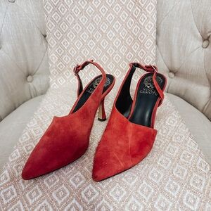 Vince Camuto Red Slingback Heels with Ankle Strap